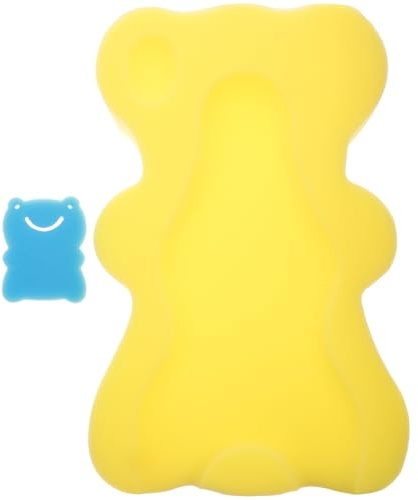 BUGUUYO Cojín Almohadilla Amarilla Antideslizante para Bañera Infantil Color Aleatorio de Esponja Estructura Mecánica de 3 Puntos y Protección Científica para Baño Seguro de Bebés