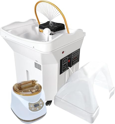 Générique Équipement de Spa pour la TêTe, Bol à Shampoing pour Salon de Coiffure avec RéServoir Stockage d'eau 60 L, 4 Roues Universelles,Circulation d'eau à Double ContrôLe, pour Salons et Spas