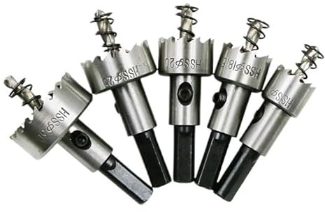 5Pcs 16 18.5 20 25 30mm HSS Titanium Coated Core Drill Bit Set Wood Metal Hole Saw Cutter Drilling Bits For Power Tools(Hole Saw Silver 5pcs)