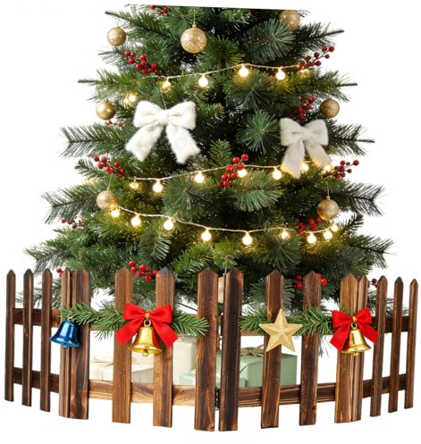 HOMSFOU Steccato Natalizio in Legno per Albero di Natale Atmosfera Festiva e Decorazione Miniatura, Stile Semplice ed Elegante per Hotel e Esposizioni Natalizie