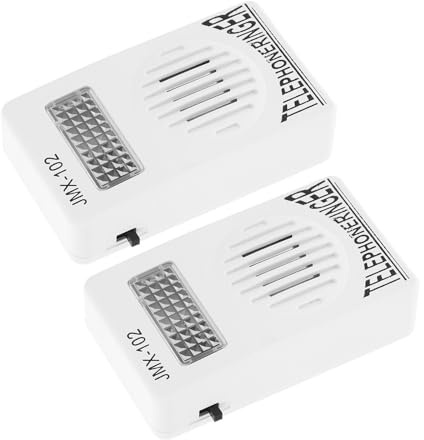 TEHAUX Amplificador de Timbre para Teléfono Fijo con Luz Intermitente, Sonido Potente y Claridad Mejorada, Color Blanco, Paquete de 2 Unidades para Uso en Casa u Oficina