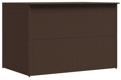 Zentexion Caja de almacenaje para jardín, marrón, 150 x 100 x 100 cm, polirratán, caja de almacenamiento, caja para cojines, caja para exteriores, caja de balcón con cubierta resistente a la