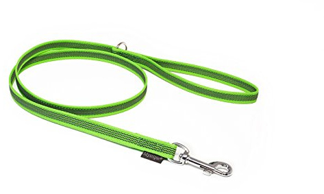 Mystique® Gummierte Leine 15mm mit Handschlaufe Standard Karabiner neon grün 1m