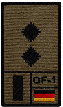 Café Viereck ® Oberleutnant Bundeswehr Rank Patch mit Dienstgrad - Gestickt mit Klett – 9,8 cm x 5,6 cm