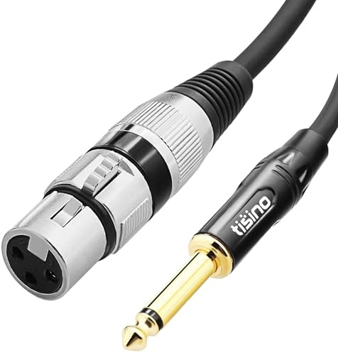 Tisino Microphone Lead XLR to Jack, Female XLR to 6.35mm Jack Mono Mic Lead Mic Cable for Dynamic Microphone - 6m