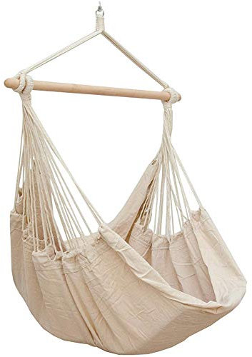 NANANA Hängematte Kinderhängesessel, Hängesitz für Garten Balkon Terrasse Beige, 100Cm X 100Cm Tuchfläche, Bis zu 120Kg Belastbar