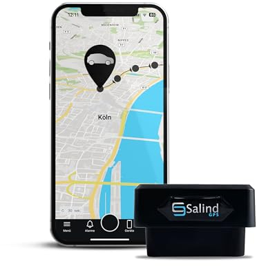 SALIND GPS Tracker Auto, Fahrzeuge und LKWs OBD2 Stecker - Peilsender Auto mit Ortung - Diebstahlschutz für Fahrzeuge- Online weltweit Echtzeit Tracking mit App (für IOS und Android)