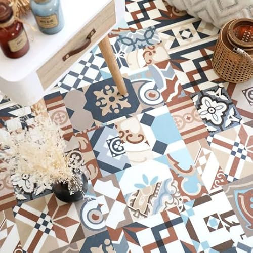 Dalle Sol PVC Clipsable Mix and Match - Click 5G - Carreaux de Ciment Patchwork Terracotta - Paquet de 1,49m²