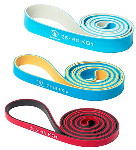 Eric Flag Bande Élastique Musculation avec 3 Niveaux de Résistance - Équipement pour Fitness, Yoga, Tractions, Pompes - Élastique de Sport pour Hommes et Femmes, Entraînement à la Maison ou en Salle