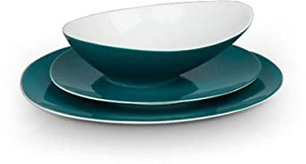 MÉDARD DE NOBLAT - Service de vaisselle 18 assiettes - Sven - Porcelaine - Lot de 18 assiettes - Bleu