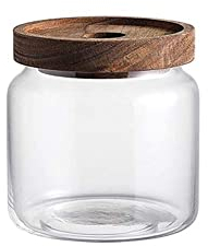 Bocal de conservation alimentaire en verre transparent 250 ml avec couvercle hermétique en bois d'acacia et couvercle en bois d'acacia pour café grainsépices sucre noix bonbons bocaux