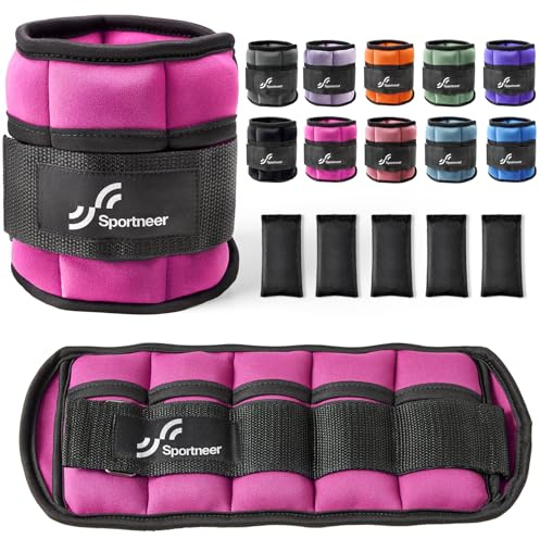 Sportneer Gewichtsmanschetten, Verstellbares Gewichte für Beine und Arme | für Frauen Männer Gym Fitness Workout Walking Joggen, 0,45kg-2,3kg (pro Knöchel)/0,9-4,5kg(pro Paar)