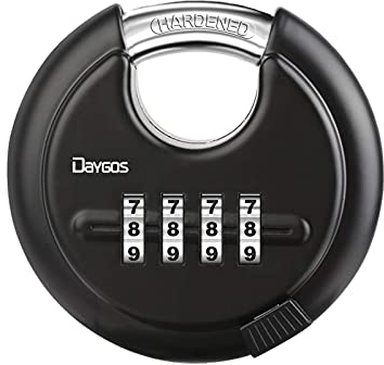 DAYGOS Heavy Duty Padlocks with Code, Outdoor Disc Combination Padlock with 9.5mm Hardened Steel Shackle, Weatherproof Combination Lock for Shed, Garage, Storage Unit, Locker(Black, 1pcs)