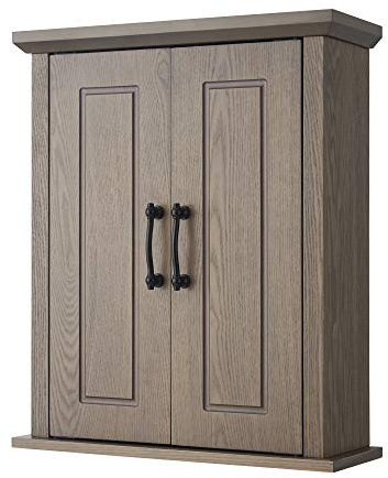 Teamson Home Russell Badezimmer-Wand-Medizinschrank aus Holz, 17,8 cm x 50,8 cm, 61,2 cm, Doppeltüren, Salzeiche, EHF-F0014