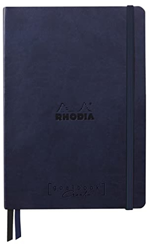RHODIA 194449C - Rigid Notebook Bullet Journal Goalbook Creation Midnight - A5 - 14,8x21cm - Dotted - 160 pages Paper Maya Black 120 g/m² - Faux Leather Cover