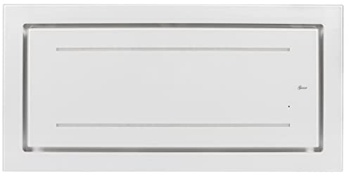 GURARI Deckenhaube GCH C 341 WH 90 Prime Einbau Dunstabzugshaube Decke 90 cm Weiß Glas mit Fernbedienung | Saugstark 1000 m³ | LED Strip | Timer | Decken Abzugshaube Umluft/Abluft