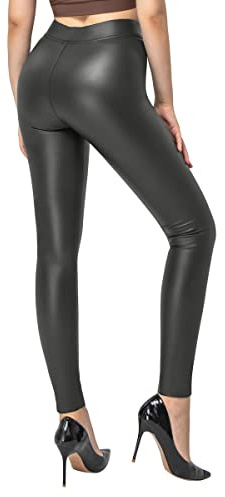 SOGNO D'ORO Leggings de Cuero de Imitación para Mujer - Cintura Alta, Look Sexy, Pantalones de Invierno