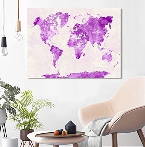 Wandkunst Weltkarte Bild Leinwanddrucke Malerei Ölbild für Zuhause, moderne Dekoration, Dekodruck 50x70cm Kein Rahmen