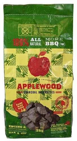 6.5 Lb Oak & Applewood Charcoal Briquettes for Smoking Beef, Pork, Fish, Steaks, Ribs & More, 100% All-Natural, Quick & Easy Lighting for Outdoor BBQ, Smoker, Tailgating, Camping by Billy Buckskin Co.