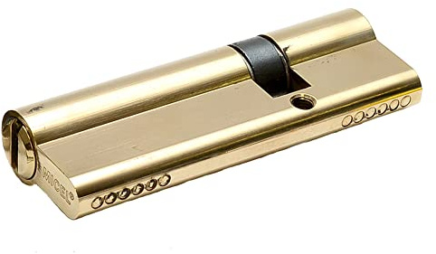 MICEL - 13095 - Cilindro di sicurezza, profilo europeo, doppia frizione, con leva lunga, decentrato 40 x 80, con chiavi, finitura in ottone, colore oro, 120 x 17 x 33 mm