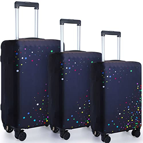 Sanwuta 3 Pcs Luggage Cover Washable Suitcase Protector Cover Anti Scratch Case Fits 18-28 Inch Luggage, 3 Sizes, colorful Dot Style