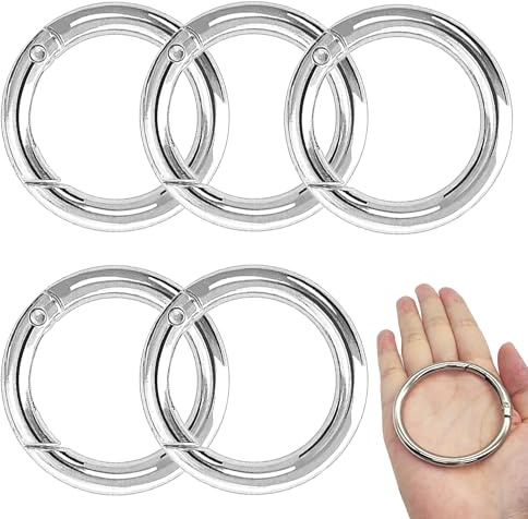 XCSJ 5 Stück rund Karabinerhaken, großer Haken Schnalle und Schlüsselanhänger - O rund mit Karabinerhaken Ring Karabiner für Handtasche, Handwerk