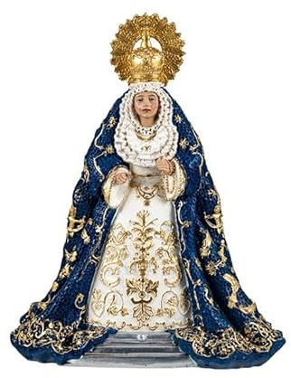 Virgen de la Esperanza Azul de Resina Pintada a Mano 12x10x15 cm