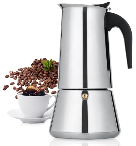 VONATES Espressokocher für den Herd, 12 Tassen, Mokkakanne, italienischer Kaffeebereiter, Perkolator, Edelstahl-Espresso-Töpfe, 600 ml (Espresso Tasse = 50 ml), Kaffeekanne, Cafe Maker für