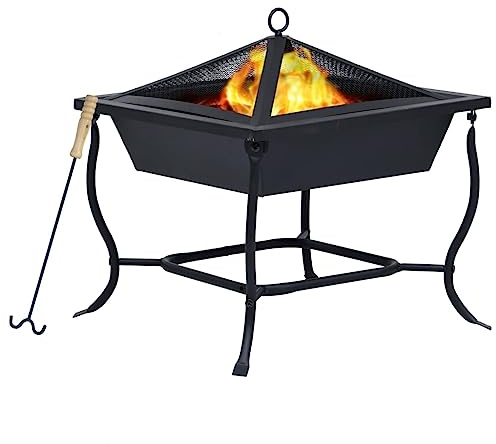 Brasero en acier noir 42 x 42 x 45 cm pour maison et jardin