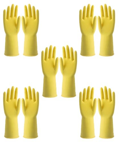 LUNCHS Putzhandschuhe Wiederverwendbar Haushaltshandschuhe 5 Paare Gummihandschuhe Nach Gebrauch Einfach Zu Verstauen(S_Basic)