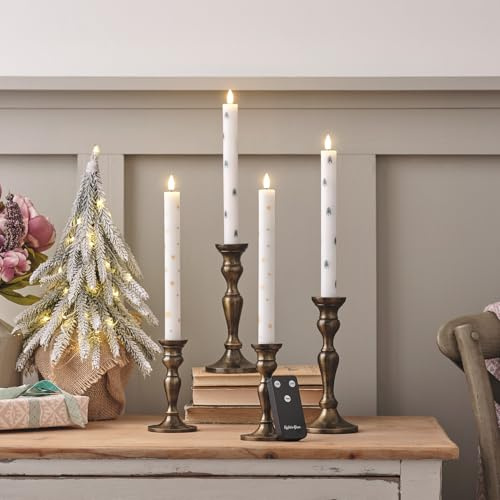Lights4fun 4er Set LED TruGlow® Weihnachtskerzen Stabkerzen mit Fernbedienung und Timer Weihnachtsdeko Tischdeko Weihnachten Tafelkerzen Weihnachten