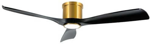 OFANTOP 132 cm Schwarz und Gold Flächenbündiger Deckenventilator