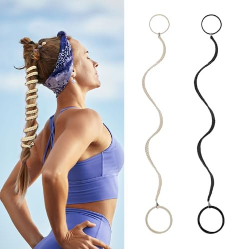 Cosmeria 2er-Set Spirale Haargummis, Elastische Haargummi Original für Damen, Schonende Scrunchies für Sport, Schwimmen und Alltag (Beige & Schwarz)