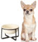 Ciotola per Cani Rialzata Ceramica - Ciotola Cane con Supporto in Metallo Antiscivolo - Ciotola Cibo per Cani Piccola Taglia - Ciotola Acqua Gatto - Scodella per Cuccioli e Gatti - 400 ml - Beige