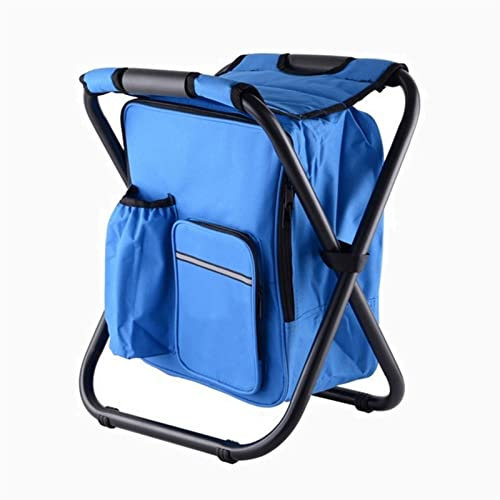 XANAYXWJ Sedia da Pesca Mini Sgabello Pieghevole da Campeggio Sgabello Pieghevole da Pesca sulla Spiaggia all'aperto con Borsa del Ghiaccio Isolante Zaino in Spalla Picnic Viaggi (Blu)
