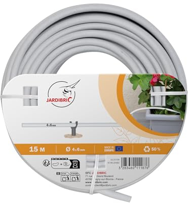 Jardibric - Tuyau Goutte à Goutte Ø 4 x 6 mm - 15 m - Débit 60 L/h à 1,2 Bar