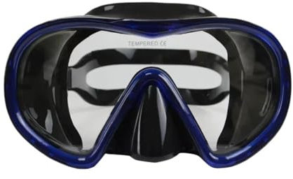 CQJJXKYC Tauchmasken Schnorchelmaske Erwachsene Low Volume klare Tauchmaske mit gehärtetem Glas Freitauchen Schnorcheln Silikon schwarz Unterwasser(Blue)