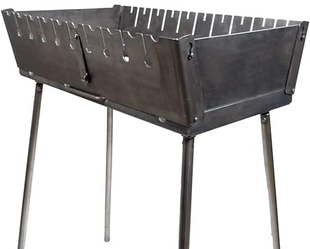 GOROCH Mangal Grill Schaschlik Holzkohlegrill – Faltbarer BBQ Koffer-Grill aus 2 mm Stahl für 8 Spieße – Tragbarer Outdoor Kohlegrill für Camping, Garten, Picknick & Reisen