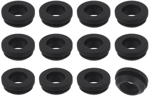 sourcing map 12Pcs Rubber Grommets, Mount Dia 15mm ID 11mm Snap Firewall Hole Plug, Anti-Scratch Hole Cover Plug for Electrical Box Cable Wiring, Black