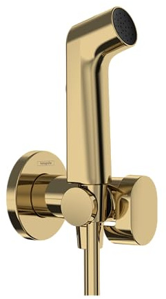 hansgrohe Douchette bidette S avec 1 type de jet (EcoSmart), incl. clapet anti-retour, support et tuyau de douche 1,25 m, pour eau froide, Aspect doré poli, 29230990