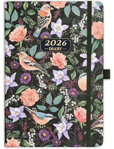 Kamaking Terminplaner 2026 - Terminplaner 2026 A5 Wochenansicht läuft von Januar bis Dezember 2026, schönes Retro-Hardcover, elastischer Stifthalter, Gesäßtasche, 21,3 x 14,7 x 1,6 cm