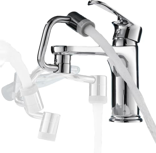 Punta giratoria para grifo de cocina – Extensión flexible multifunción con cabezal giratorio de 2 posiciones, brazo robótico ajustable con múltiples articulaciones | Accesorio para fregadero para