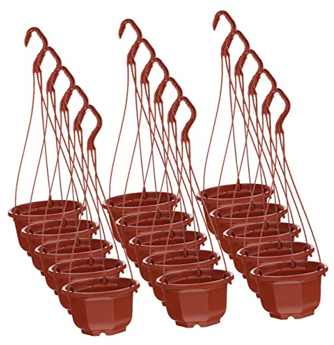 HIAKDOFT Maceta Colgante De Plástico para Clorofito con Ganchos Juego De 15 Unidades Color Café Adecuado para Decoración De Interiores y Exteriores Resistente y Fácil De Colgar