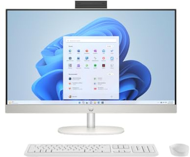 HP 27 inch All-in-One Desktop PC, FHD Touchscreen, AMD Ryzen 5 7520U, 16 GB RAM, 1 TB SSD, AMD Radeon Graphics, Built-in-Speaker, Windows 11 Pro