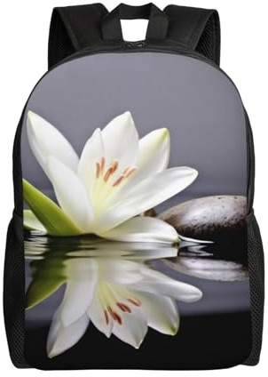 Multifunktion Wanderrucksack Lilie Und Stein Im Wasser Schultasche Klassischen Laptoptasche Für Job, Freizeit, Reisen, 42X32X14Cm