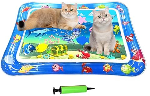 Generisch Katzen Wasserkissen - Aufblasbare Trinkmatte 66 X 47 cm,wasserdichte Unterlage Aktivierend Kühlendes Spielzeug Für Innen Außen Kitten Reise