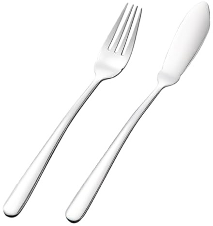 LOLIPPYY Edelstahl Fischbesteck Teilig Gabel und Messer Ergonomisch Gestaltet Komfortabel für Zuhause und Restaurant Hochwertiges Silberbesteck für Angenehmes Esserlebnis