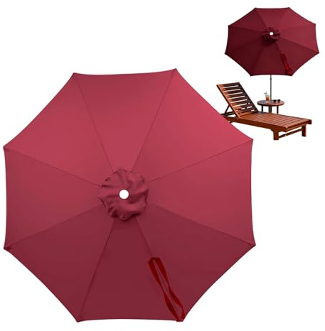 XURUIAU Outdoor Patio Umbrella Replacement Canopy for 8 Rib Umbrellas, UV Protection, 3 M/118 Inch Size Replacement Shade Cover, Garden, Pool, Patio Umbrella Canopy, Wine red