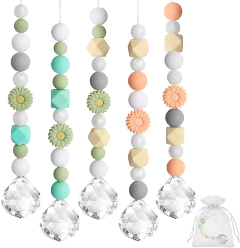 5 Stück Kristall Sonnenfänger Bastelset DIY Suncatcher Fensterdeko (C) | kreative Aktivität für Kindergeburtstag, 30mm Lichtfänger Kristalle Anhänger für Fenster Haus Party Garten Hochzeit Deko