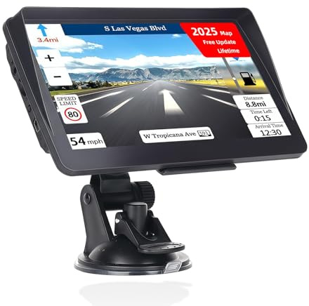 7 Inch Car & Truck Sat Nav GPS System – HD Touchscreen with UK & Europe Maps 2026, Free Lifetime Updates, Voice Guidance, Speed Camera Alerts, POI & Postcode Search, Truck Mode for HGV Navigation